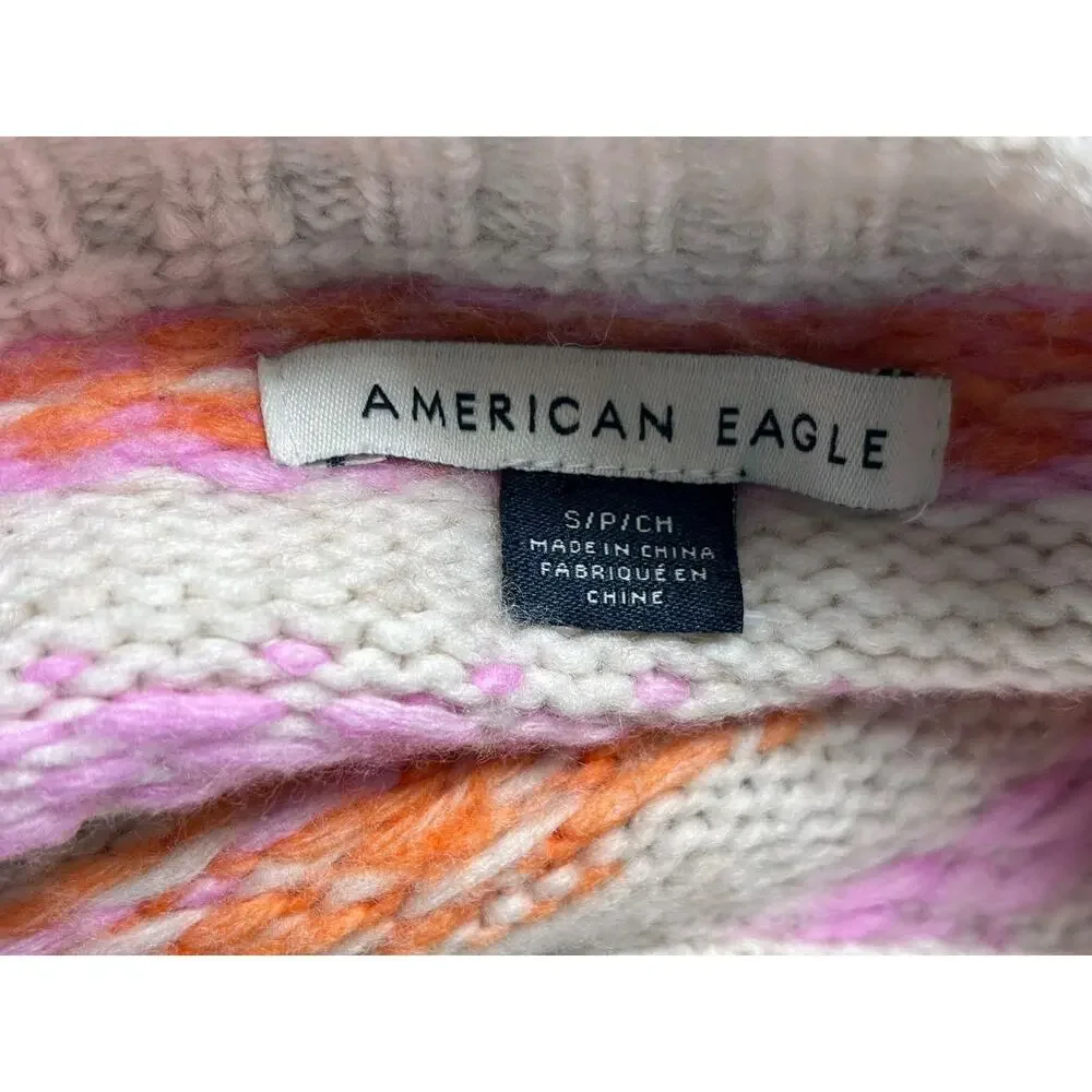 American Eagle Knit Soft Fuzzy Fair Isle Sweater Womens Size S Multicolor